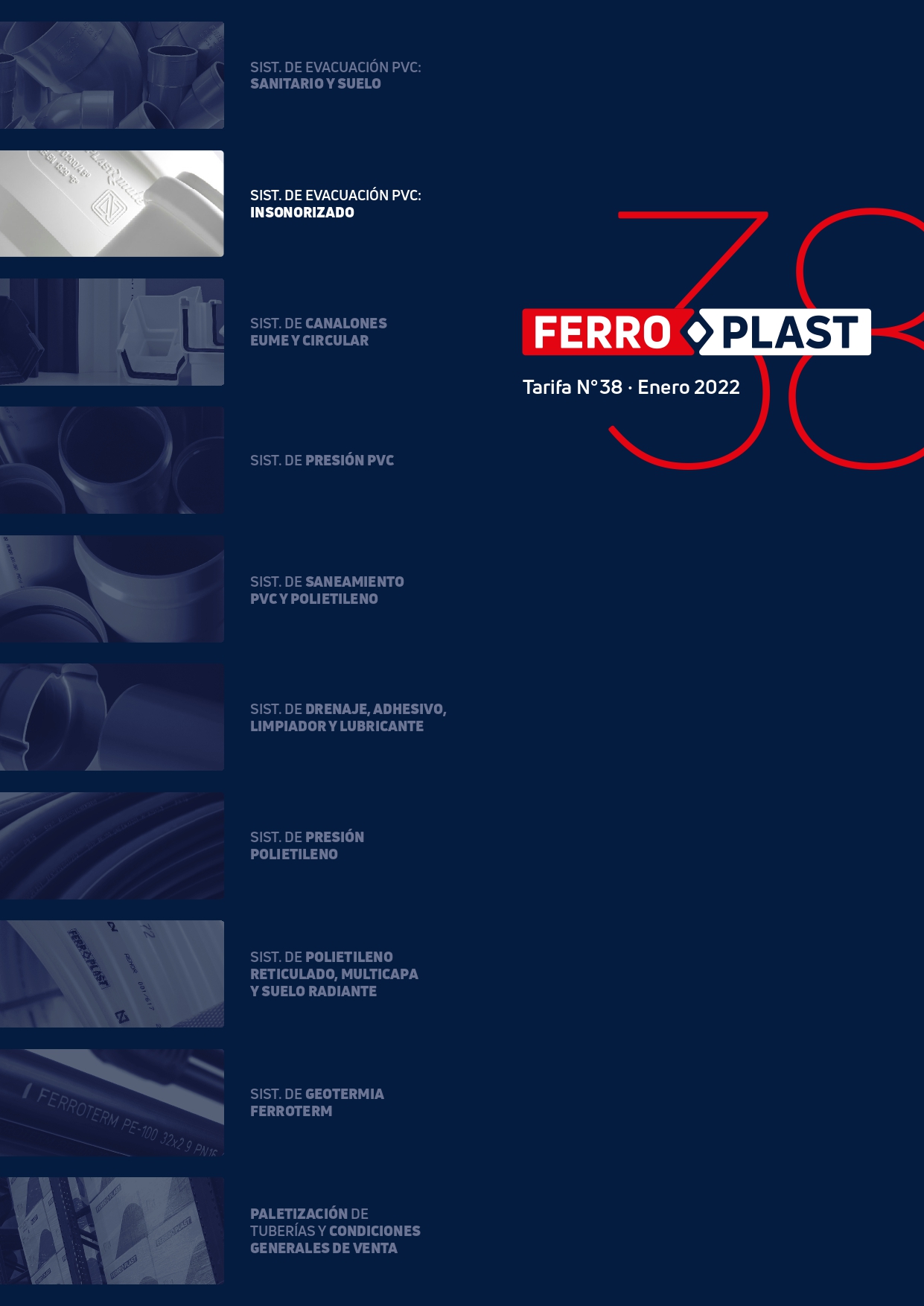 Tubería y accesorios FERROPLAST tarifa pvc insonorizado